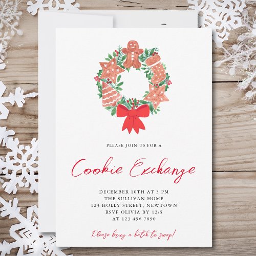 Cute Gingerbread Cookie Exchange Party Holiday Invitation