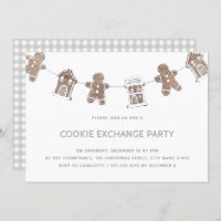 Cute Gingerbread Cookie Exchange Party Holiday Invitation