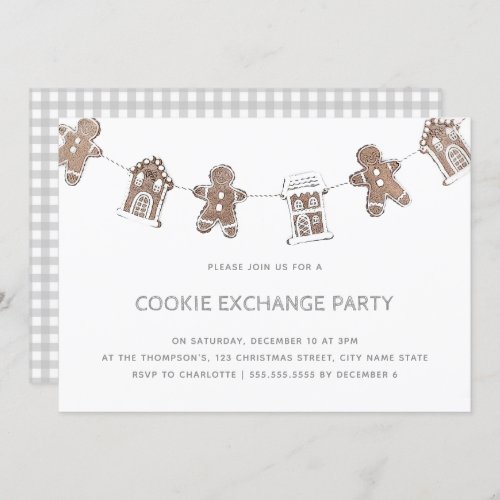 Cute Gingerbread Cookie Exchange Party Holiday Invitation
