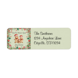 Cute Gingerbread Cookie Family Christmas Label