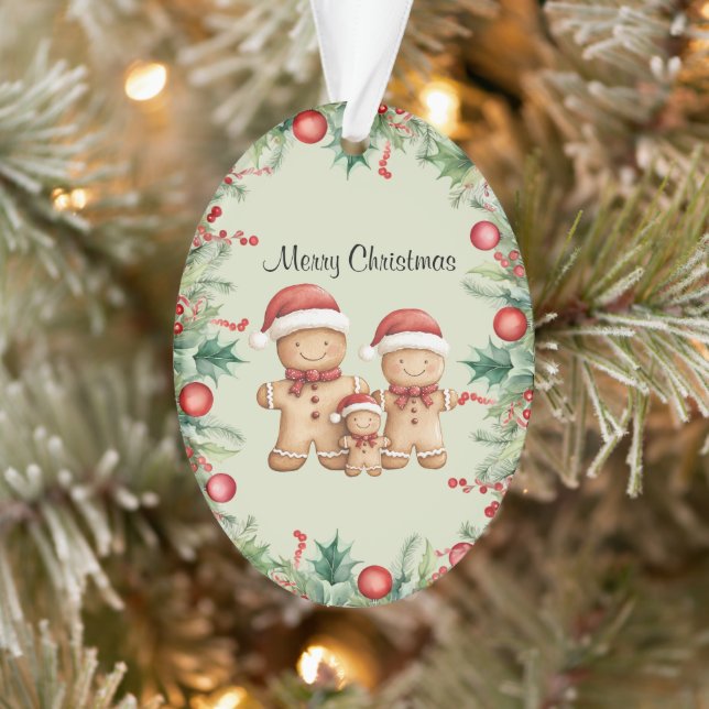 Cute Gingerbread Cookie Family Christmas Ornament (Tree)
