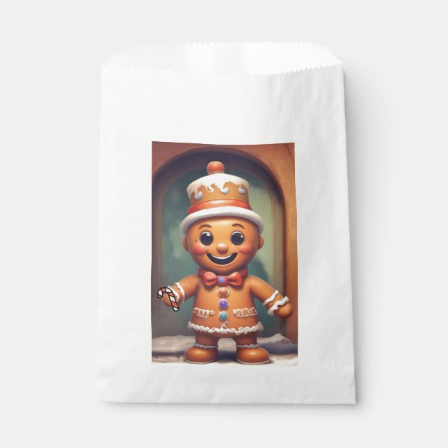 Cute Gingerbread Cookie Favor Bag (Front)