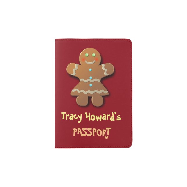 Cute Gingerbread Cookie Passport Holder (Front)
