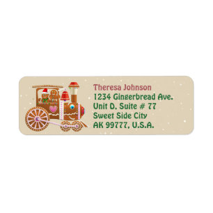 Cute Gingerbread Cookie Steam Locomotive Label