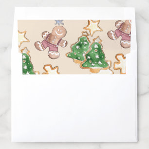 Cute Gingerbread Cookie Watercolor Envelope Liner