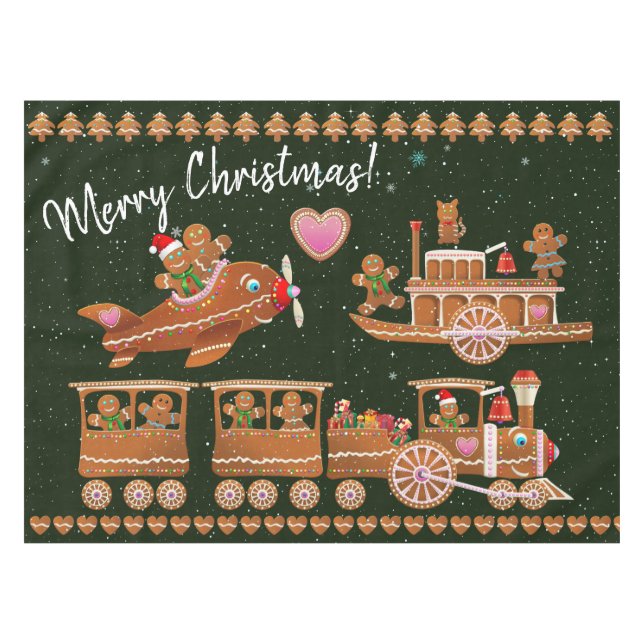 Cute Gingerbread Cookies Celebrating Christmas Tablecloth (Front (Horizontal))