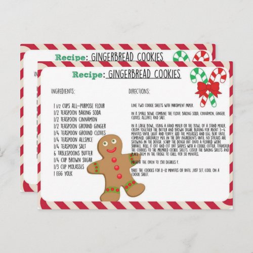 Cute Gingerbread Cookies Recipe Card