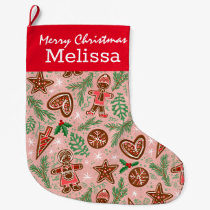 Cute gingerbread cookies sweet Christmas baking Large Christmas Stocking
