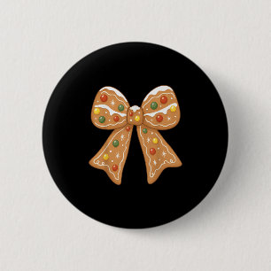 Cute Gingerbread Coquette Bow Christmas Xmas Pajam Button