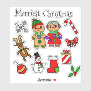 Cute Gingerbread Couple and other Christmas Sticker