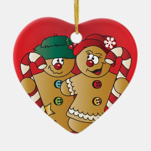 Cute Gingerbread Couple Ceramic Ornament