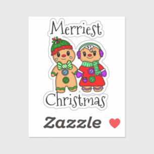 Cute Gingerbread Couple Holding Hands Christmas Sticker