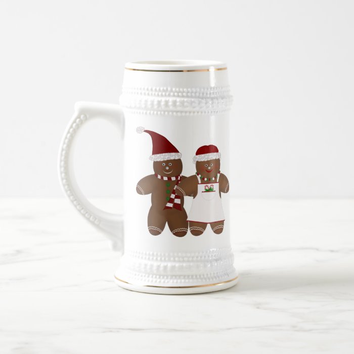 Cute Gingerbread Couple Stein Coffee Mugs