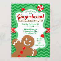 Cute Gingerbread Decorating Party Invitation