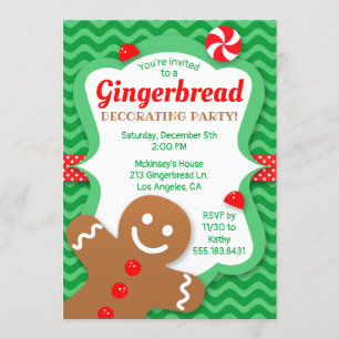 Cute Gingerbread Decorating Party Invitation