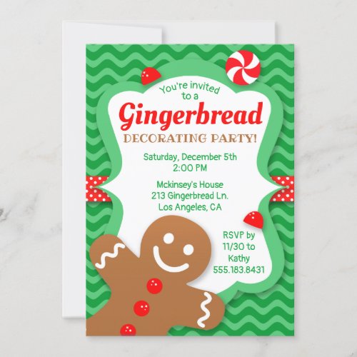 Cute Gingerbread Decorating Party Invitation