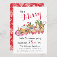 Cute Gingerbread Express Little Christmas Party Invitation