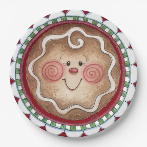 Cute Gingerbread Face Paper Plate