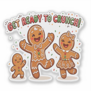 Cute Gingerbread Family Christmas Sticker