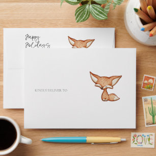 Cute Gingerbread Fox Holiday Envelope