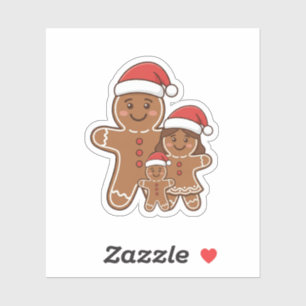 Cute Gingerbread Friends Family with Santa Hats Sticker