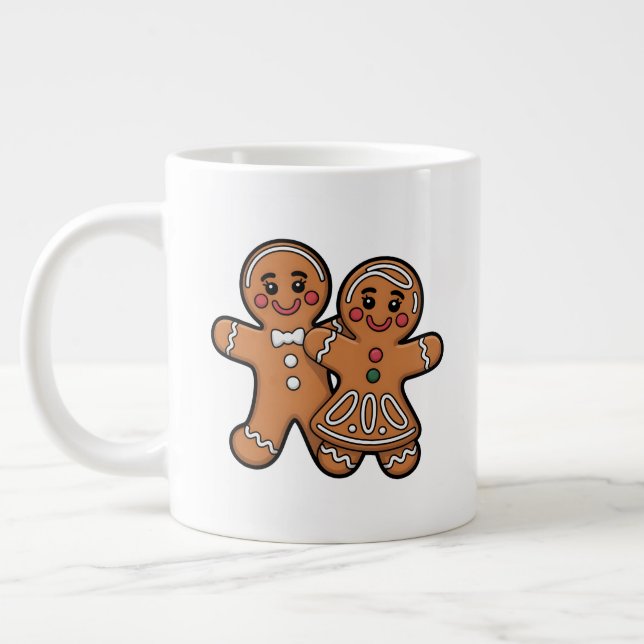 Cute Gingerbread Friends Giant Coffee Mug (Left)