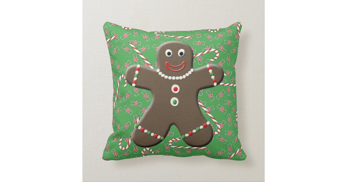 Cute Gingerbread Girl & Boy Christmas Throw Pillow | Zazzle.com
