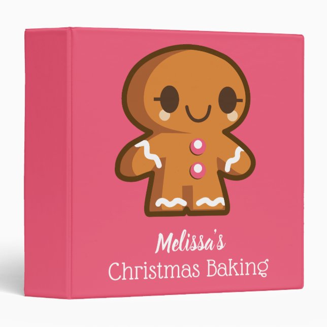 Cute Gingerbread Girl Christmas Baking Binder (Front/Spine)