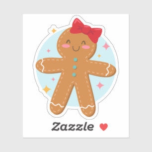 Cute Gingerbread Girl Cookies Art Drawing Sticker