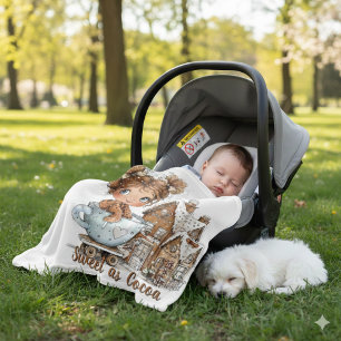 Cute Gingerbread Girl in Teacup Christmas  Baby Blanket