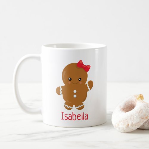 Cute Gingerbread Girl Personalized Christmas Mug