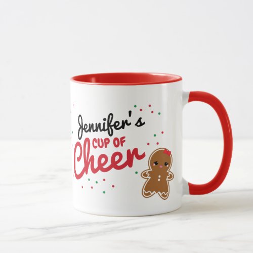 cute GINGERBREAD GIRL personalized christmas mug