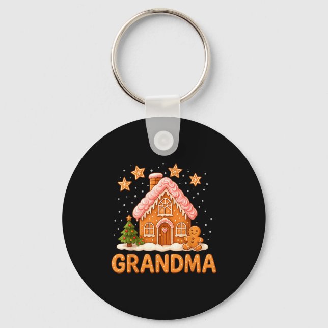 Cute Gingerbread Grandma Merry Christmas Funny  Keychain (Front)