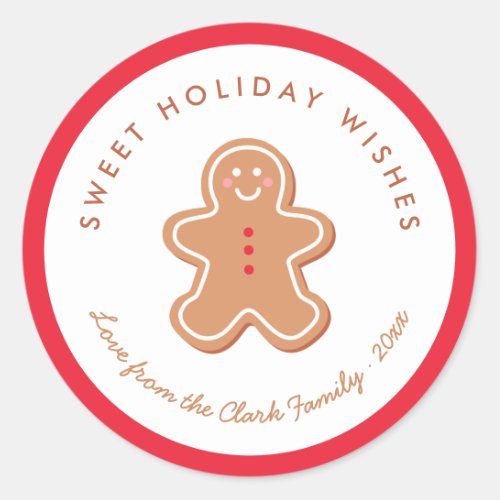 Cute Gingerbread Holiday Gift Label Sticker