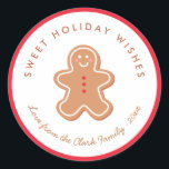 Cute Gingerbread Holiday Gift Label Sticker<br><div class="desc">An adorable gingerbread cookie smiles in the middle of these cute Christmas stickers,  perfect for labeling gifts or envelopes from your family.</div>