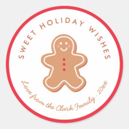 Cute Gingerbread Holiday Gift Label Sticker