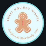 Cute Gingerbread Holiday Gift Label Sticker<br><div class="desc">An adorable gingerbread cookie smiles in the middle of these cute Christmas stickers,  perfect for labeling gifts or envelopes from your family.</div>