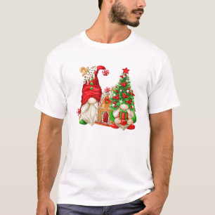 Cute Gingerbread House And Santa Gnome For Christm T-Shirt
