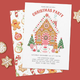 Cute Gingerbread House Christmas Party Invitation