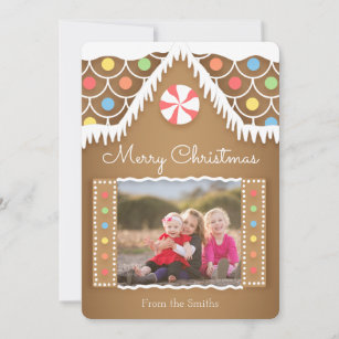 Cute Gingerbread House Christmas Photo Card
