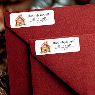 Cute Gingerbread House Christmas Return Address La Label