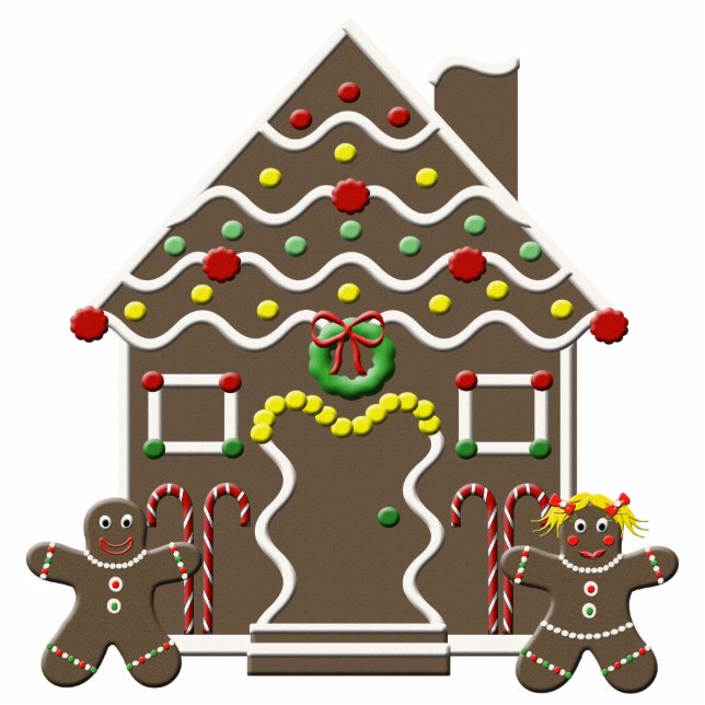 Cute Gingerbread House Christmas Sculpture Cutout (Front)