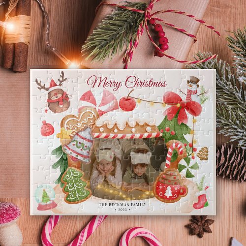 Cute Gingerbread House Custom Photo Puzzle