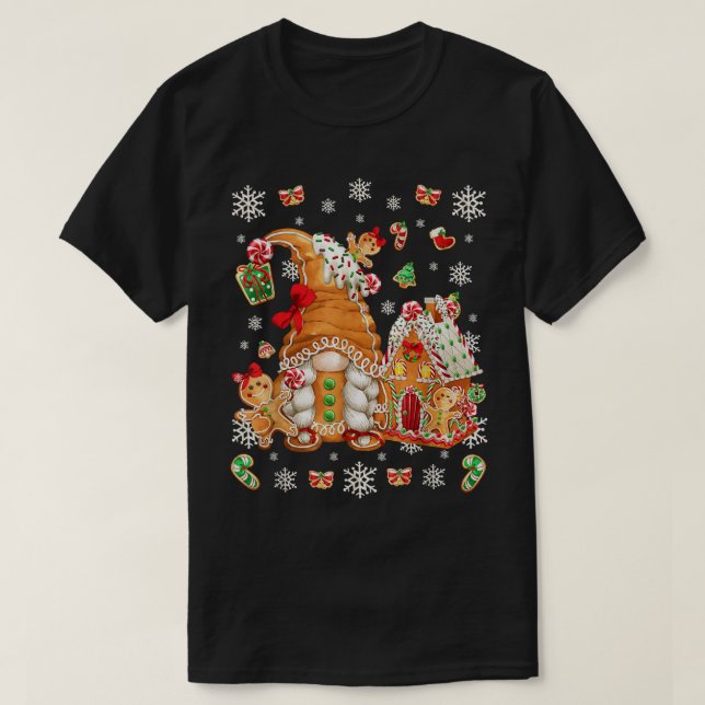 Cute Gingerbread House Decor For Women With Christ T-Shirt (Design Front)