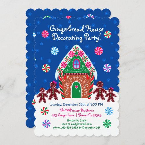 Cute Gingerbread House Decorating Party Christmas Invitation