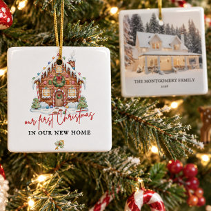 Cute Gingerbread House First Christmas New Home Ceramic Ornament