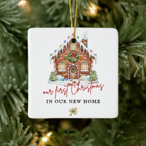 Cute Gingerbread House First Christmas New Home Ceramic Ornament