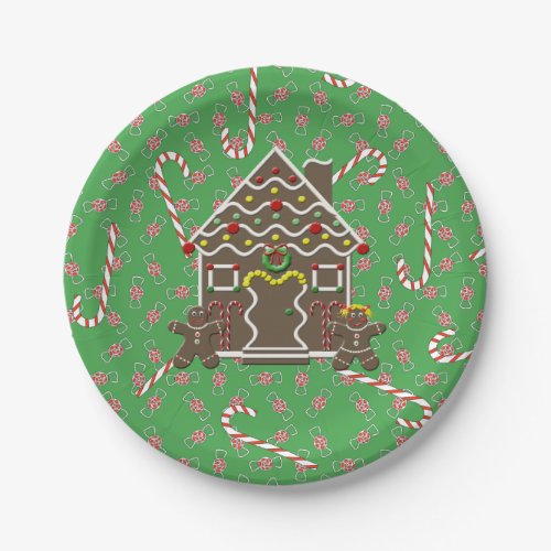 Cute Gingerbread House Gingerbread Couple Paper Plates