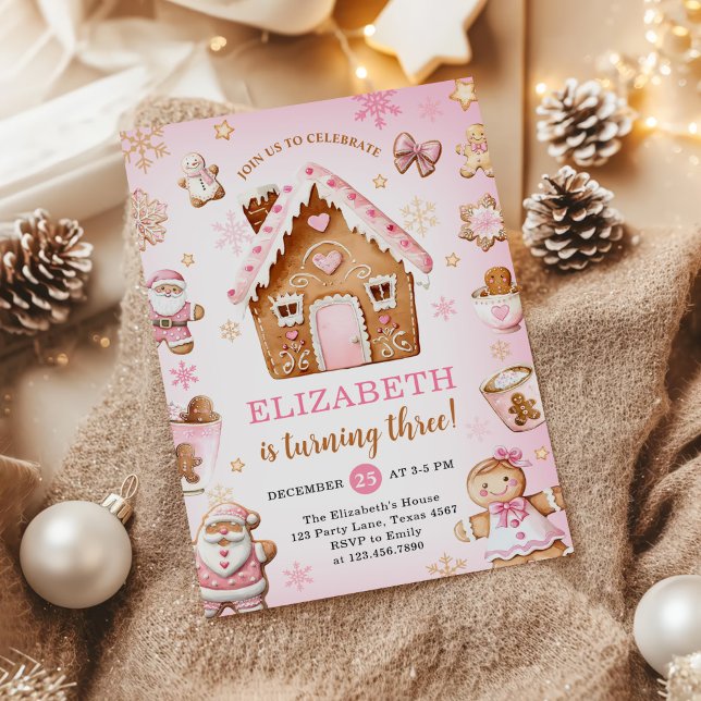Cute Gingerbread House Girl Birthday Party Invitation (Creator Uploaded)