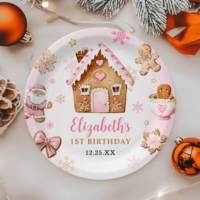 Cute Gingerbread House Girl Birthday Party Paper Plates (Creator Uploaded)